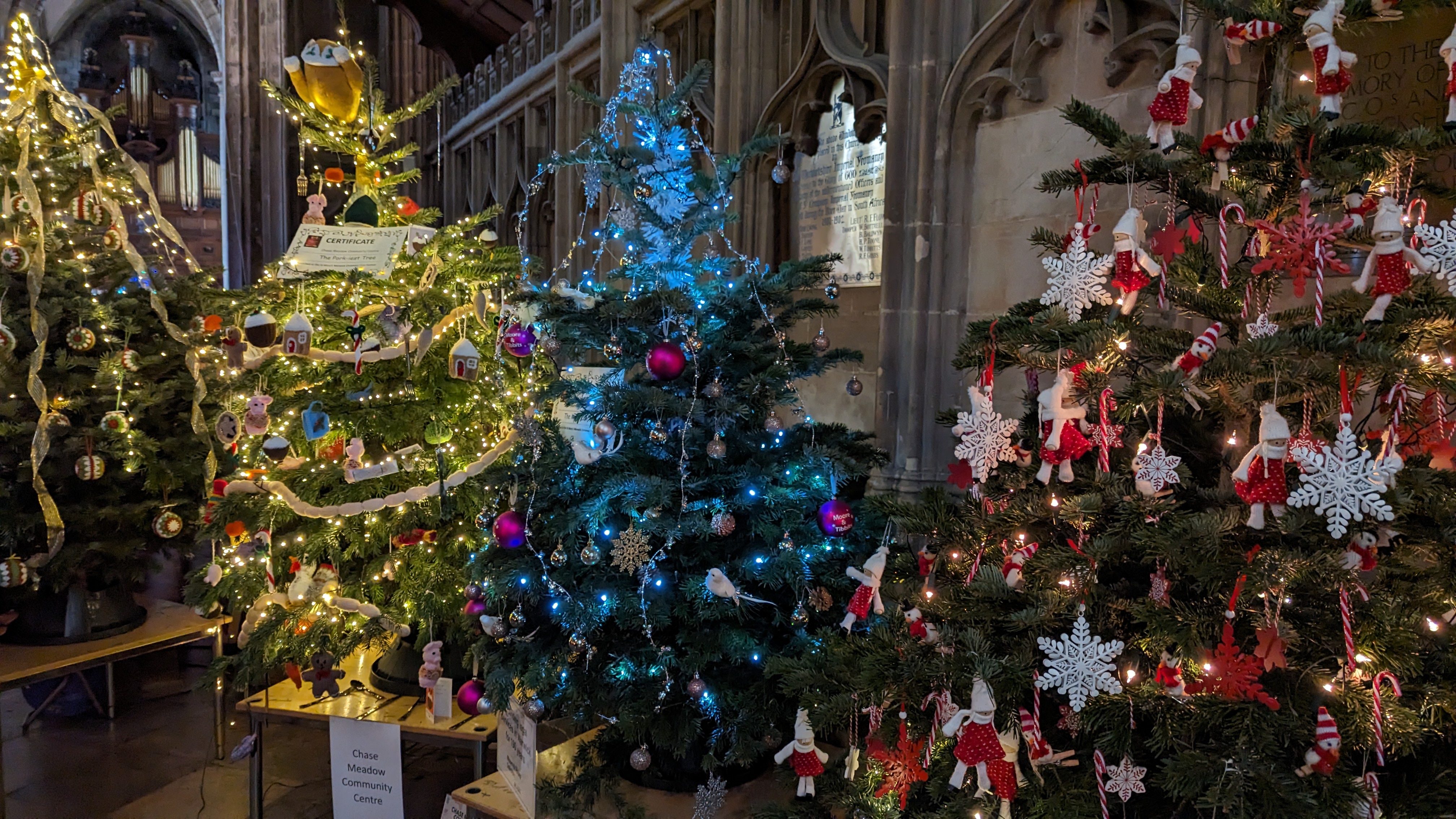 Christmas trees in St Marys Church